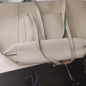 Saks 5th Ave Chic Cream Tote Bag